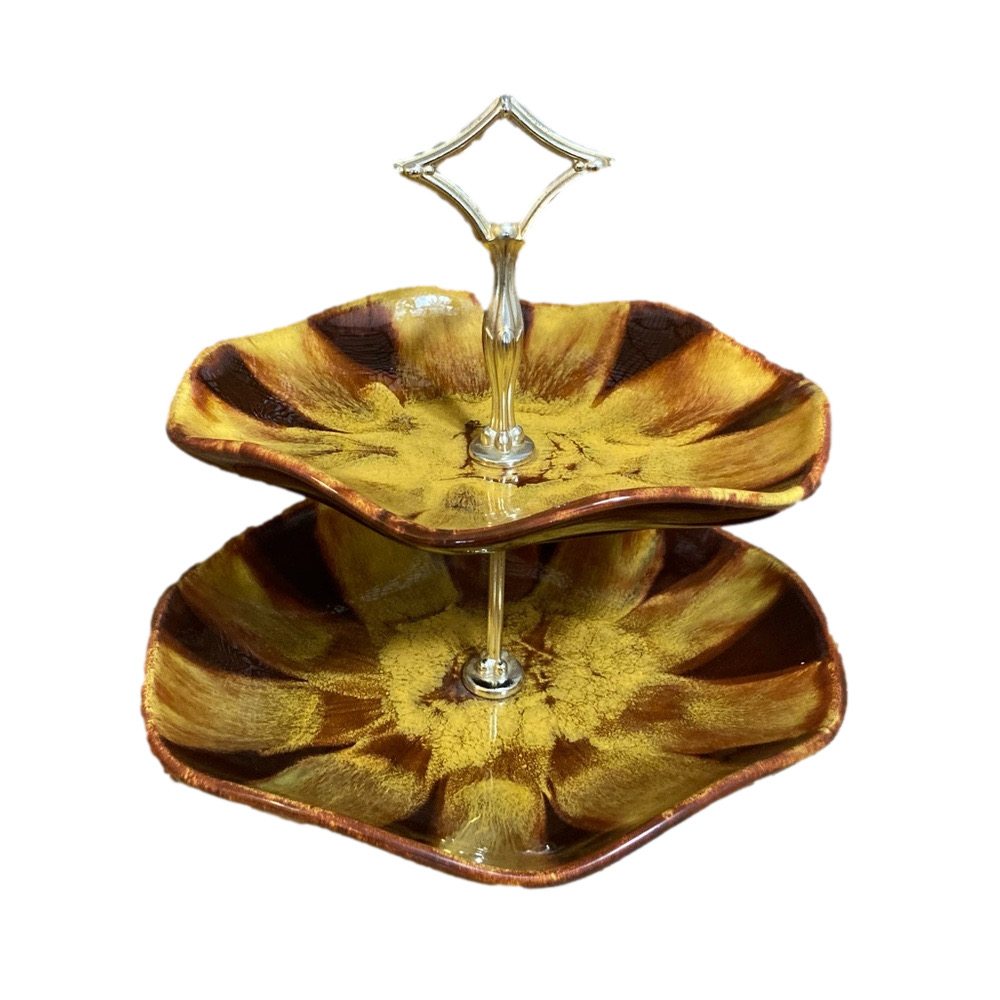 Blue Mountain Pottery Two-Tiered Ceramic Serving Tray